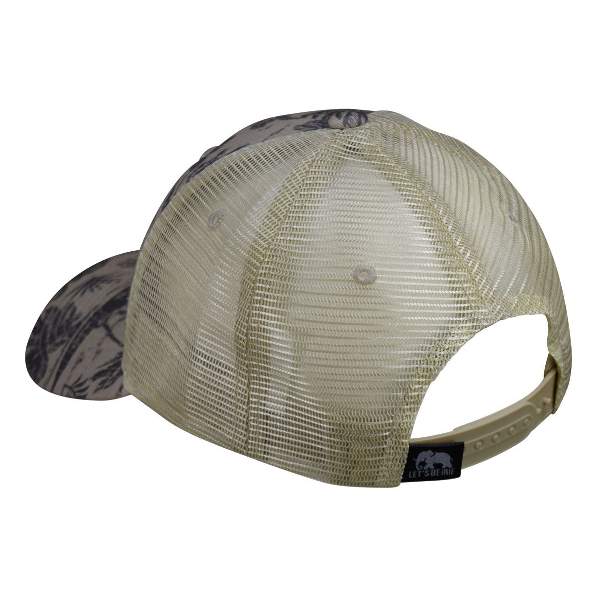 Tropical Elephant Trucker Hat by LET'S BE IRIE - Palm Trees, Tan and Gray - Let's Be Irie™